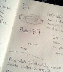 Observation book - A sketch of Saturn