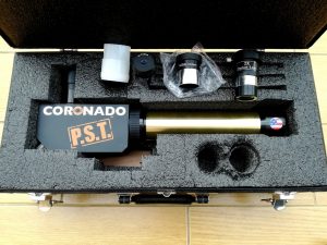 The society's Personal Solar Telescope in its case