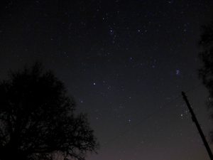 Auriga with the Pleiades and Perseus, pictured from Tong, in January