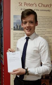 James Longman receiving the award on 18 December 2018
