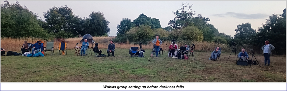 A photo of society members set up with equipment to observe the Perseid meteor shower